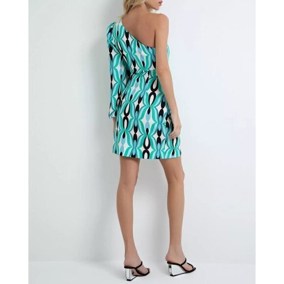 PatBO Twist One Shoulder Mini Dress in Piscene Blue 2 New Womens Cocktail - Picture 14 of 14